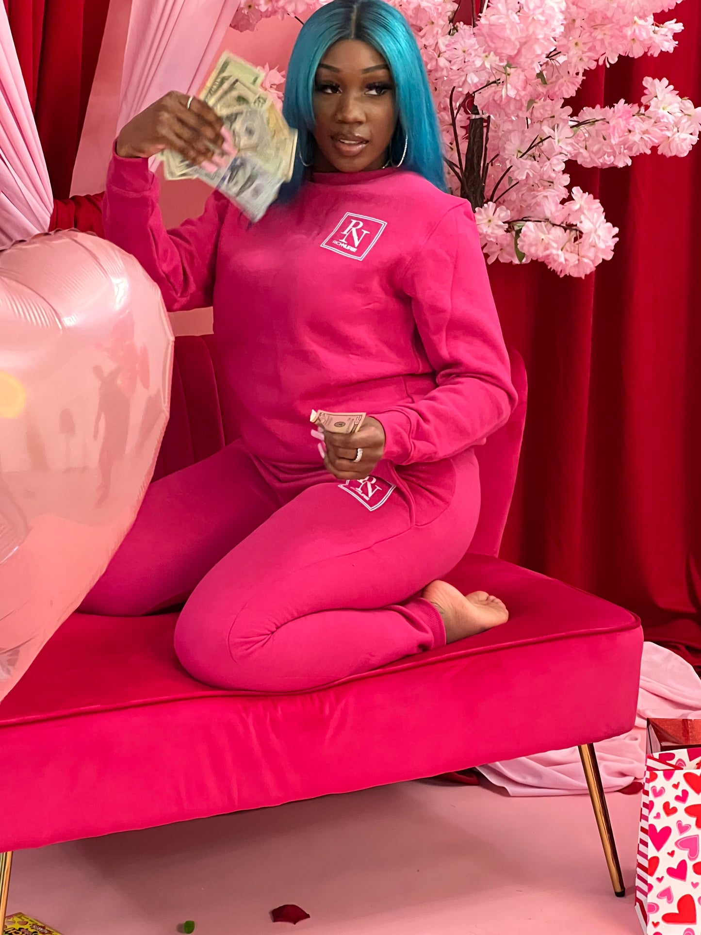 Pretty in Pink Rich Nurse Sweatsuit